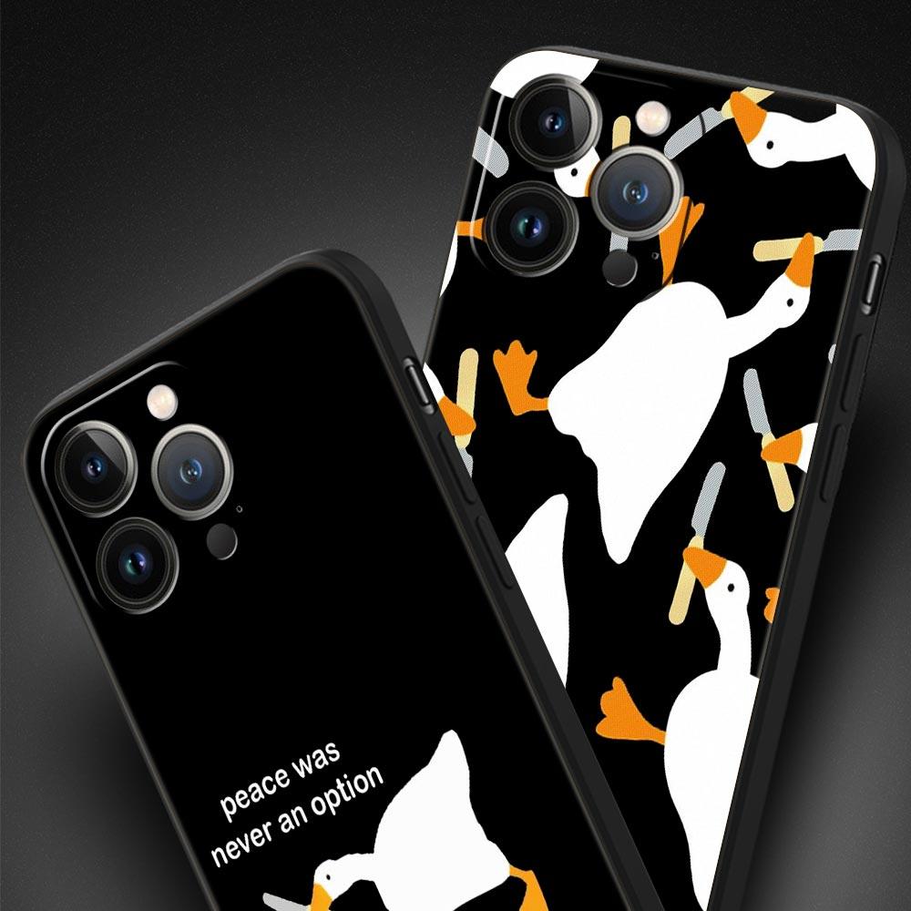 Luxus-Telefon-Kasten für iPhone 15 14 11 Pro Max 13 12 XS X XR SE3 7 8 Plus Stoßfest Cartoon süße Gans Ente Spiel Abdeckung