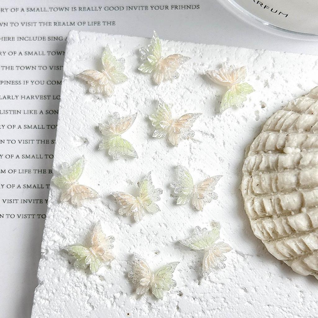 New Resin Luminous 3D Double Layer Embossed Butterfly Nail Art Decorations DIY Handmade Wearable Nail Earrings Accessories Wholesale