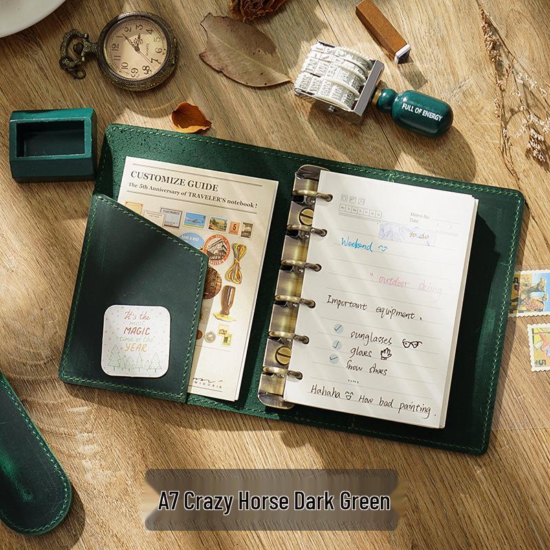 

A5 Нотатник на мотузці, вінтажний, з коров ячої шкіри, з вільними аркушами та Планер-щоденник подорожей - Ручна робота, Покращена версія (A6/A7). Lined Paper 96 Sheets