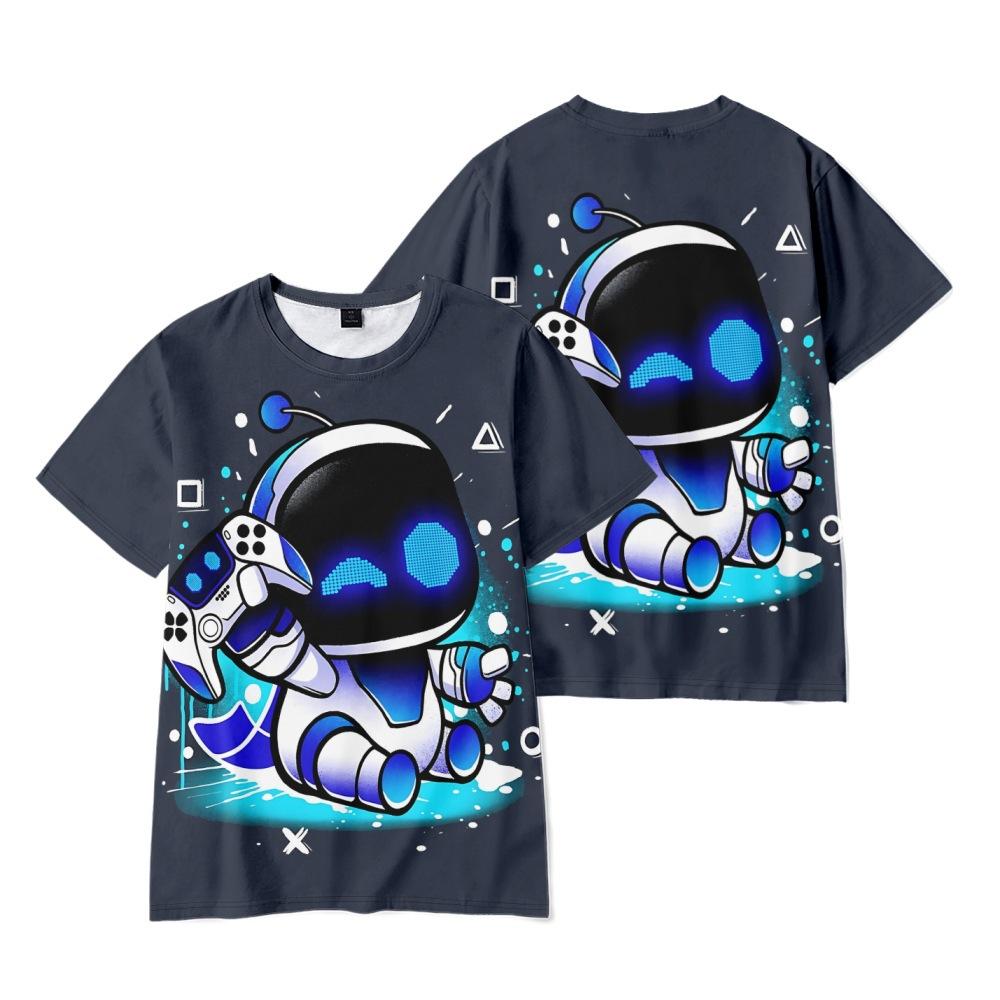 Astro Bot Anime Women Men's T-shirts Cartoon Printed O-Neck Oversized Short Sleeves Fashion Mens Clothing Streetwear