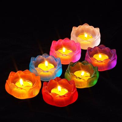 7,7 cm Kryształowa Lampka Masłowa Ręcznie Robiony Lotos Kadzielnica Domowa Budda Zen Świeczniki Szklany Stożek Kadzielnica