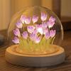 Tulip Lamp LED Night Light Decoration Lamp Glass Artificial Tulips Table Lamp for Bedroom, Livingroom, Birthday, Anniversary Gift (10 Flower, Purple)