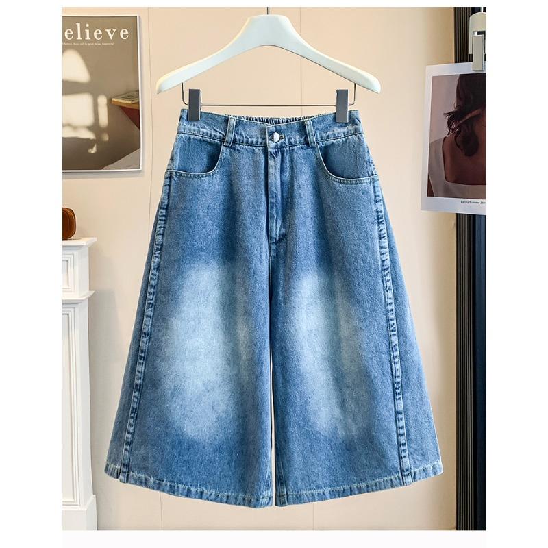 DIMANAF 2026 Neue Damen Jeans Hosen in Übergröße Denim Baumwolle Locker Lässig Elastische Taille Mode Damen Shorts Kleidung Sommer