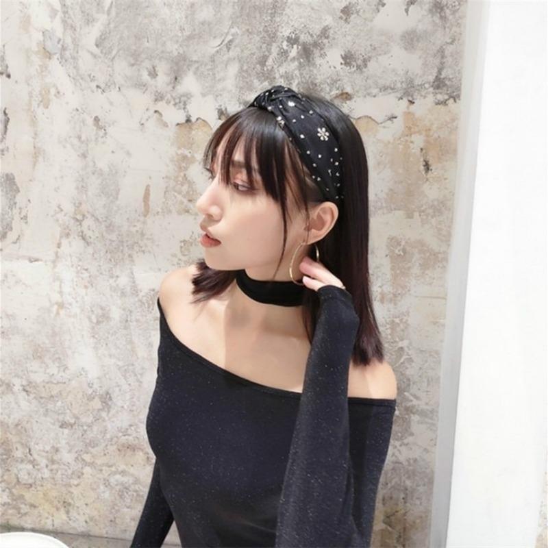 Fashion Rhinestone Headband Women Snowflake Shape Diamond Hairband Adult Girls Hair Accessories Fresh Mesh Cloth Hair Hoop