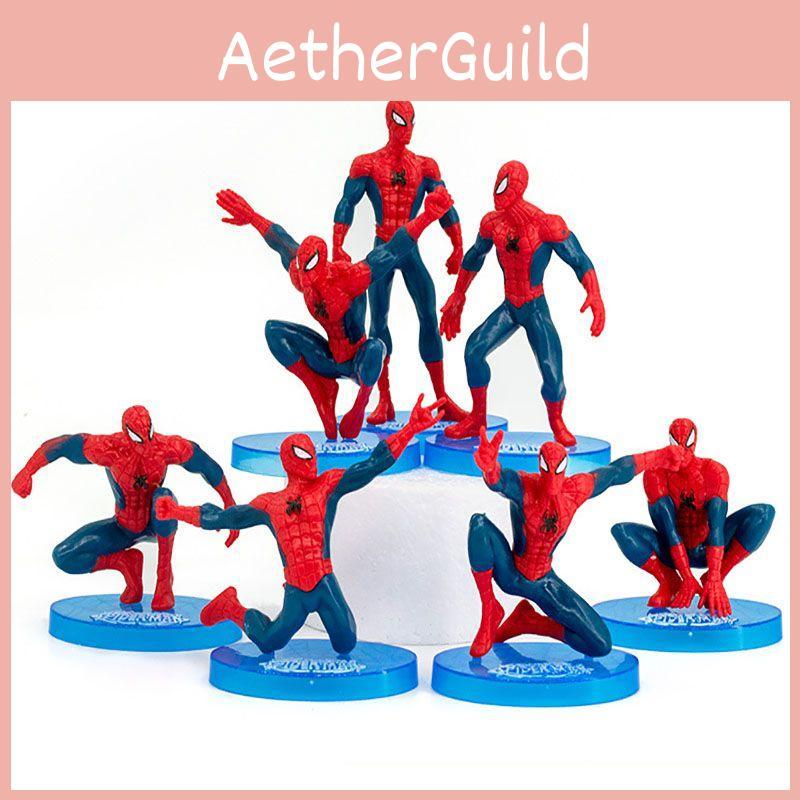 7pcs Mini Spiderman Figures Pvc Miniatures Desktop Cake Topper Decoation