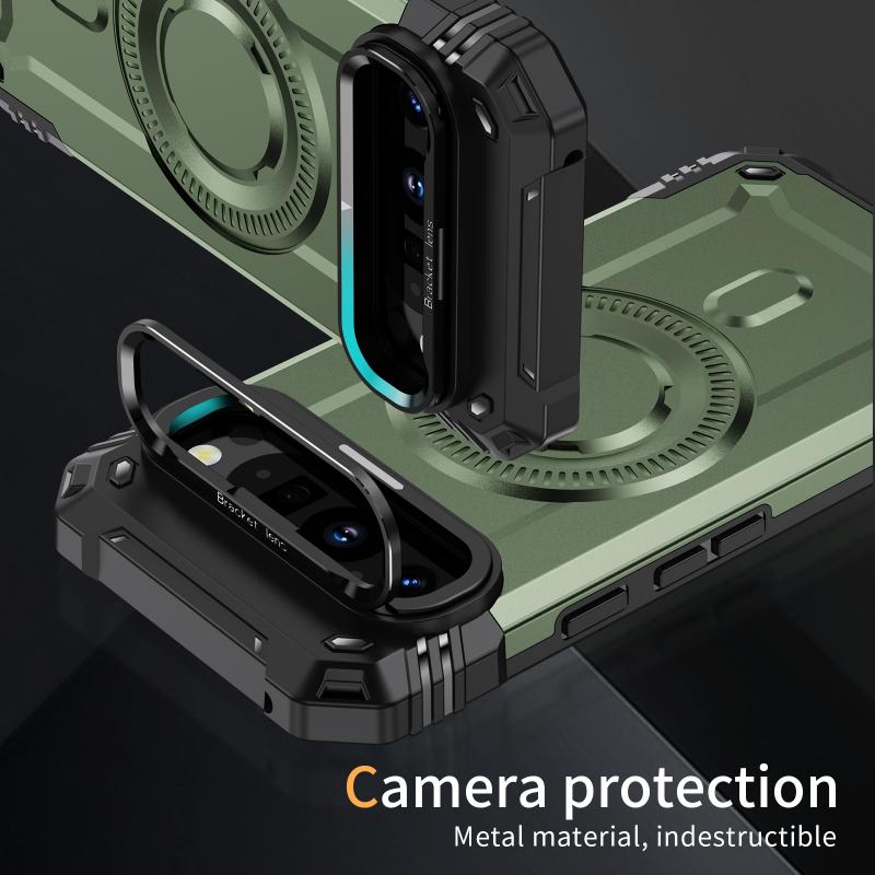 Armor Shockproof Matte Camera Stand Protection Phone Case for Google Pixel 9 Pro XL Military Magnetic Wireless Charge Hard Cover