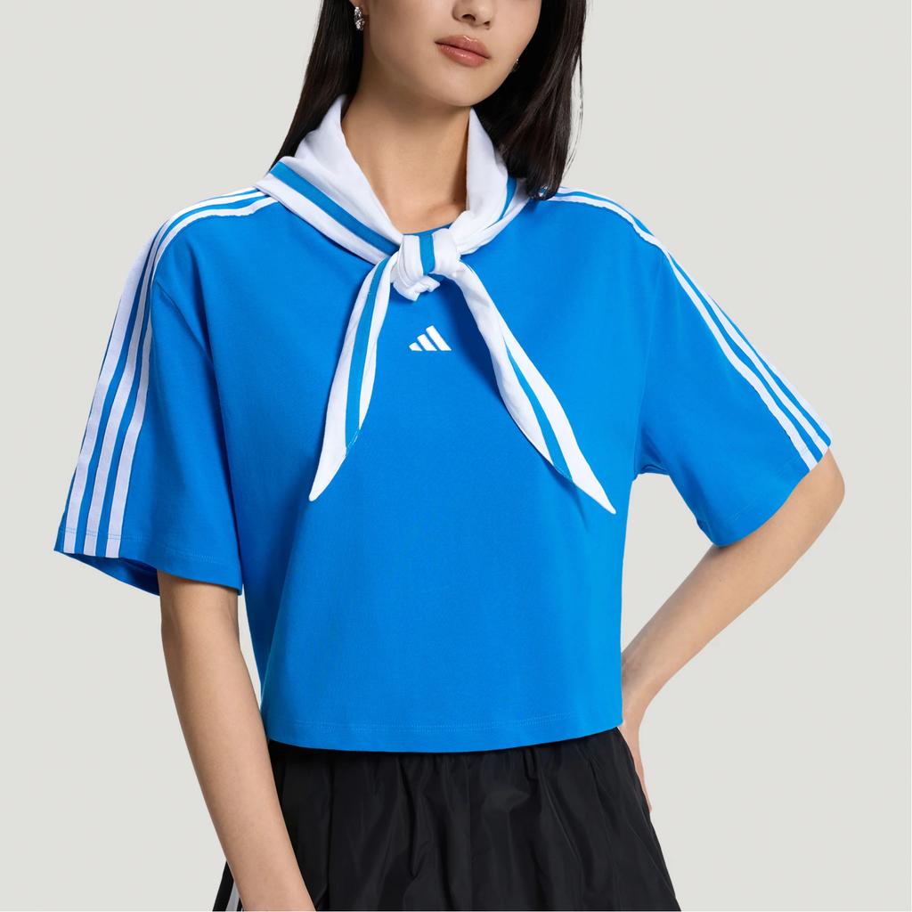 Adidas Dance Box With Scarf Three Stripes Dance Series Navy Collar Sailor Style Pullover Short Sleeve T-Shirt Women Tops KZ4180