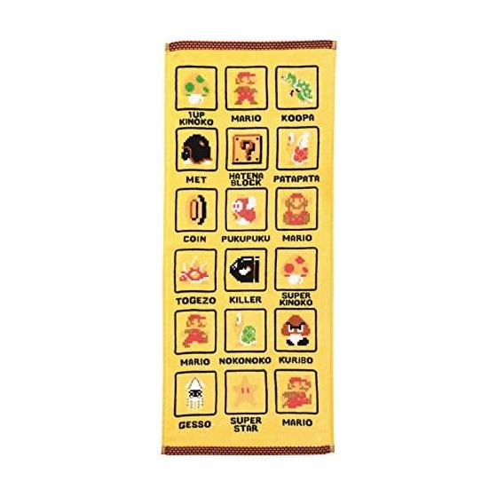 Marushin Face Towel Nintendo Mario 34 x 80cm Dot Icon 100% Cotton 4485003800