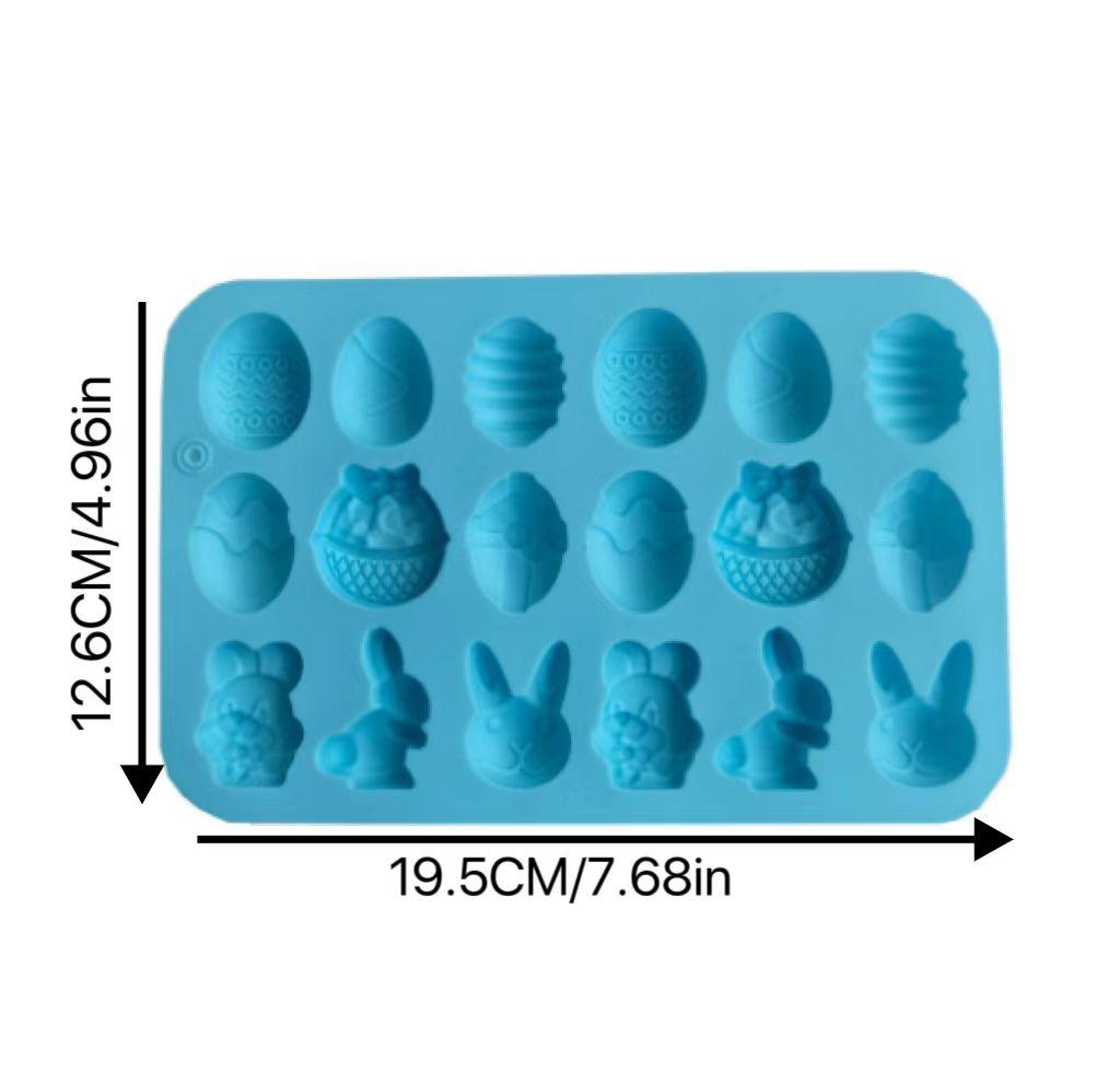 1Pc 18 Cavity Easter Silicone Mold Rabbit Colored Egg Chocolate Cake Mold Holiday Decoration Baking Tools Manual Soap Mould