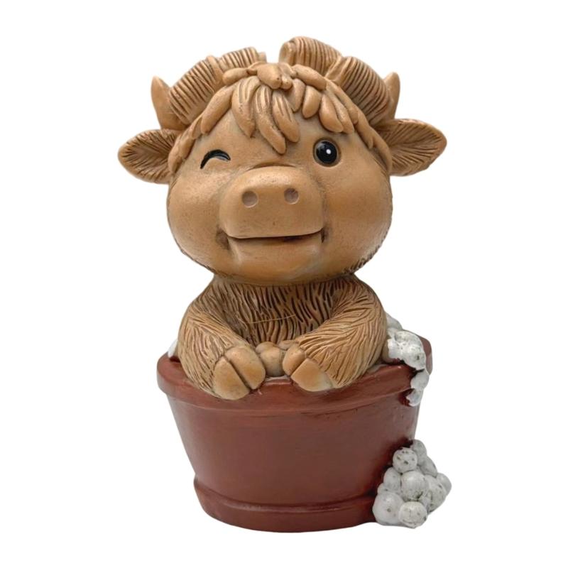 

Cow Figurines Farmhouse Decors,Resins Animal Statue Table Ornament Garden Bookshelfs Decors Calf Lover Gift