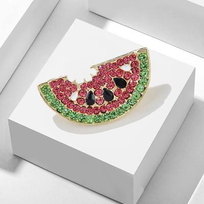 Watermelon Rhinestone Brooches For Women Cute Fruit Brooch Pin Kids Backpack Badges Fashion Jewelry