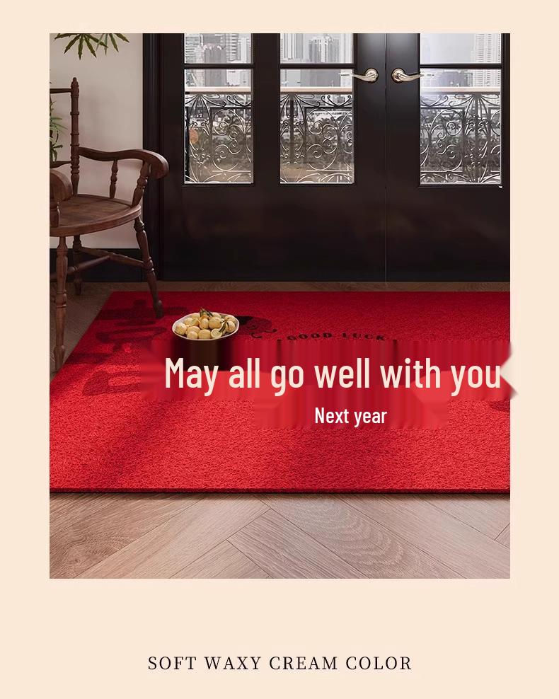 Red Coil Entrance Floor Mat - Cuttable, Dirt-Resistant Carpet for Hallways and Celebrations
