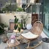 Geflochtener Rattan-Liege-Schaukelstuhl für Erwachsene - Perfekt für Wohnzimmer oder Balkon zur Entspannung