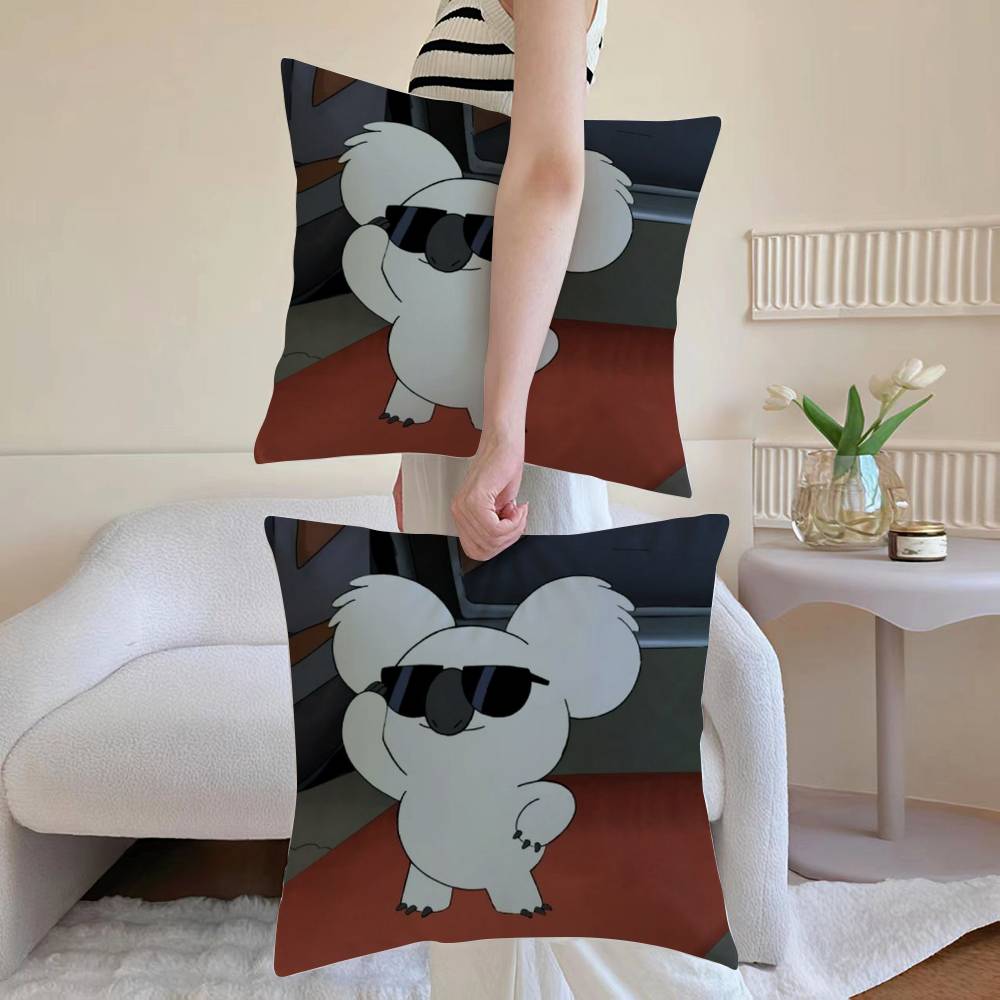 Koala Creative Cartoon Pillow Case Anti-dustmite Pillowcase Invisible Zipper Silky Sofa Cushion Cover