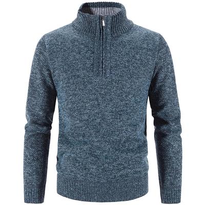 Winter Men's Fleece Thicker Sweater Half Zipper Turtleneck Warm Pullover Quality Male Slim Knitted Wool Sweaters