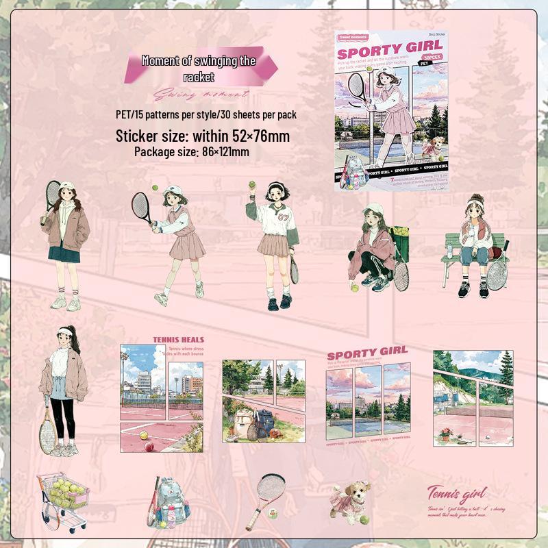 Yi Niao Sports Girl Sticker Pack: 6 Style Journal & Collage Decor