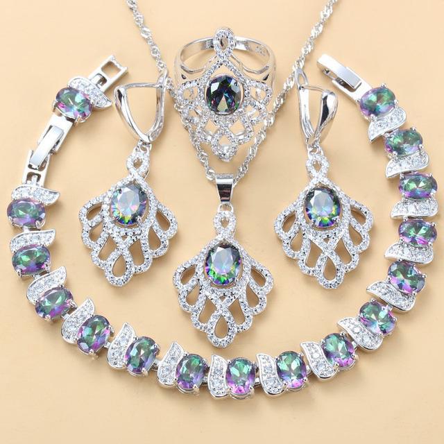 Modré šperky se vsazenými drahokamy Přívěsek Náušnice Náhrdelník a Prsten Dámská sada