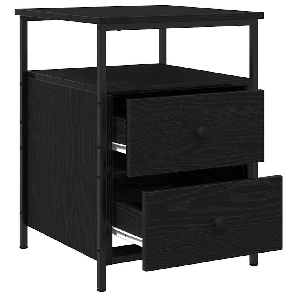 Nightstand Black Oak Effect 34 x 35.5 x 50 cm Engineered Wood