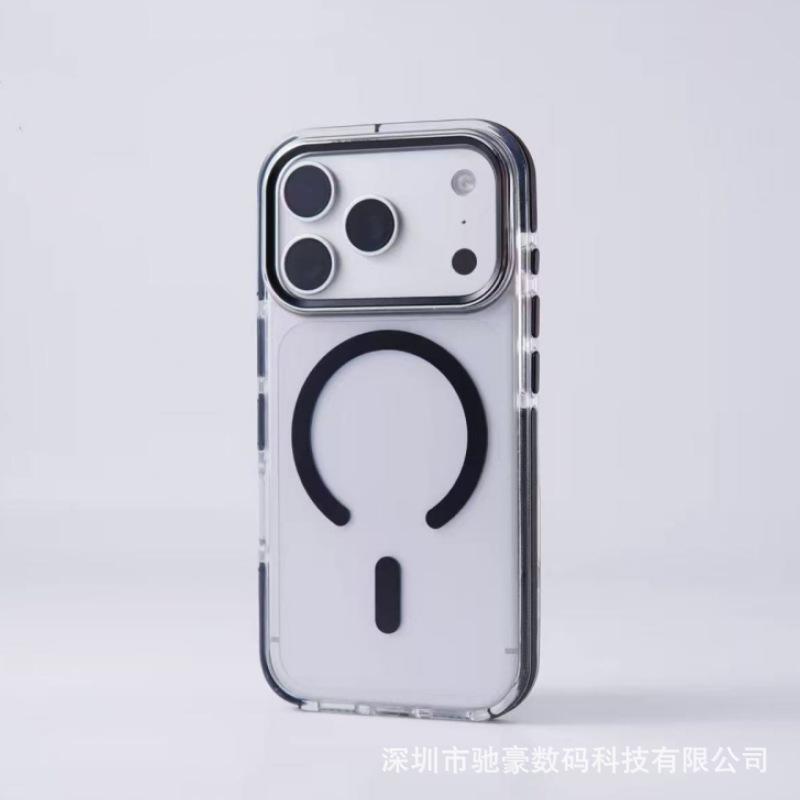 Two-color ice color magnetic suction suitable for iPhone17promax mobile phone case Apple 16 metal lens simple anti-drop cover