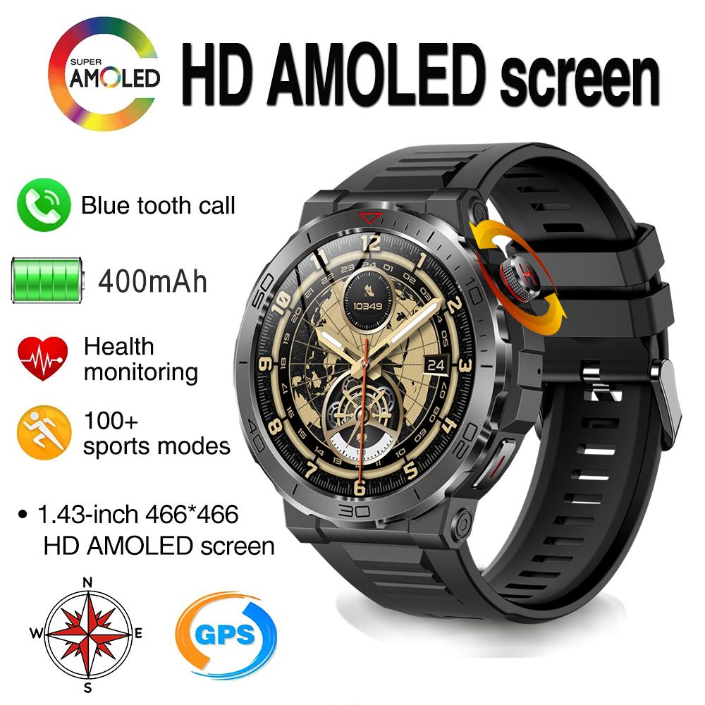 MK68 1.43-inch AMOLED Screen Bluetooth-compatible Call Smart Watch Health Monitoring Outdoor Sports Watch