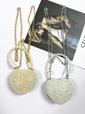 Pearl Heart Evening Mini Bag for Ladies - European & American Style Shoulder Bag