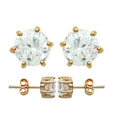 [R2940] - Gold Plated Earrings 'Essentiel' Golden White - 6 Mm