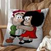 cartoon Manolito Art Mafalda Felipe Pillow Case Antidustmite Pillowcase Invisible zipper silky short plush Sofa cushion cover