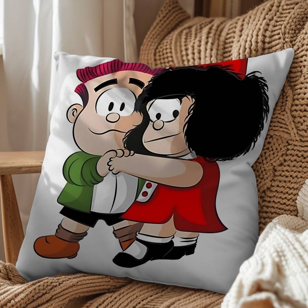 cartoon Manolito Art Mafalda Felipe Pillow Case Antidustmite Pillowcase Invisible zipper silky short plush Sofa cushion cover