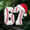 67 Sports Ornaments Novelty Six Seven Christmas Tree Ornament with Sports Ball Theme 2D Acrylic Slang Hanging Decoration for Sport Lovers Teens