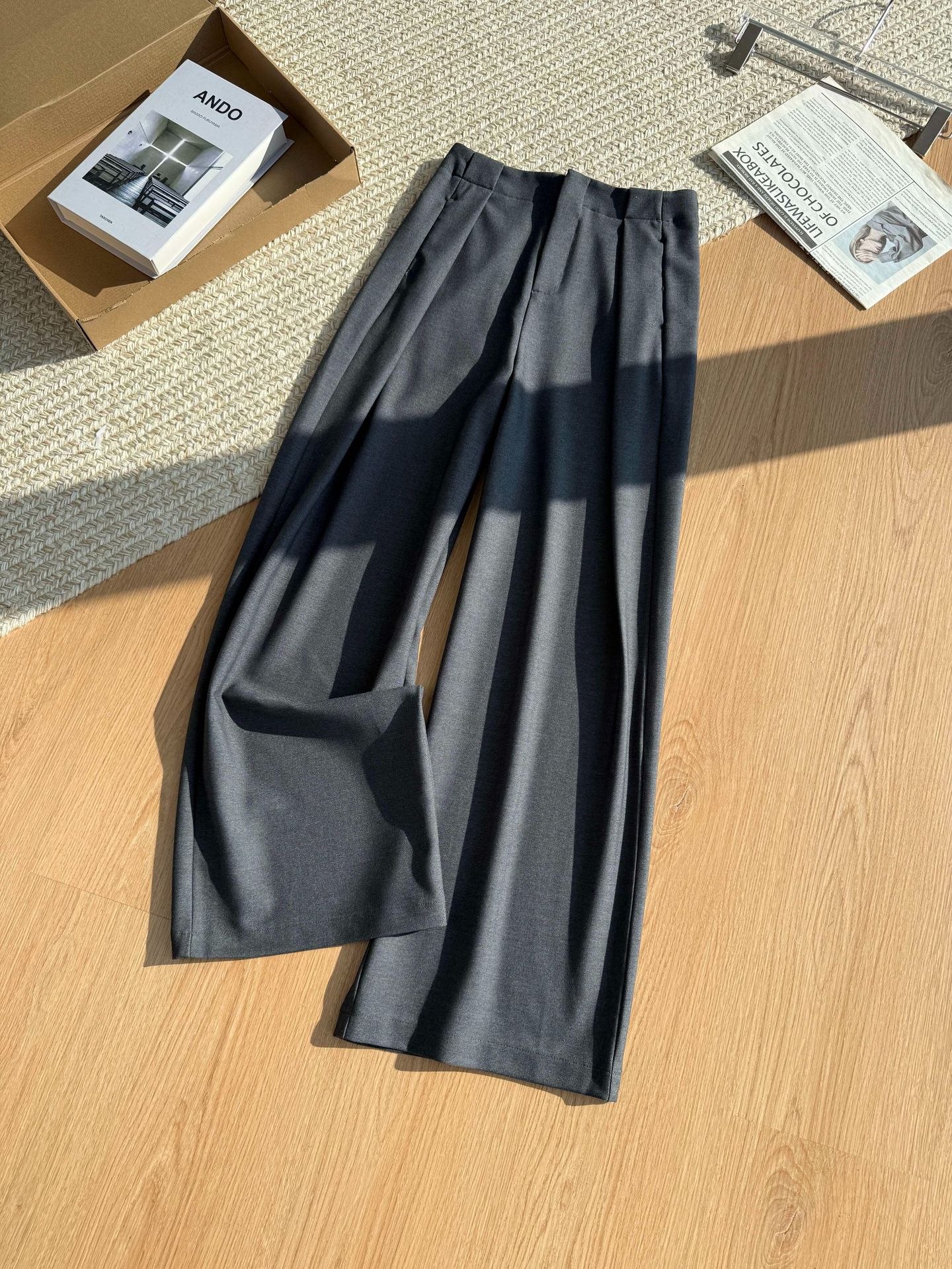 Women s High Waist Wide Leg Pants Loose Straight Trousers Elegant Commuter Pleated Fall Long Dress Pants S