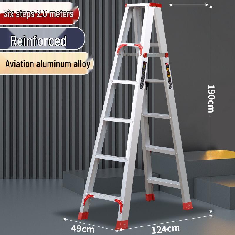 Double-Sided Aluminum Alloy Folding Step Ladder - Ladder Free Shipping, Widened & Thickened for Household or Attic Use