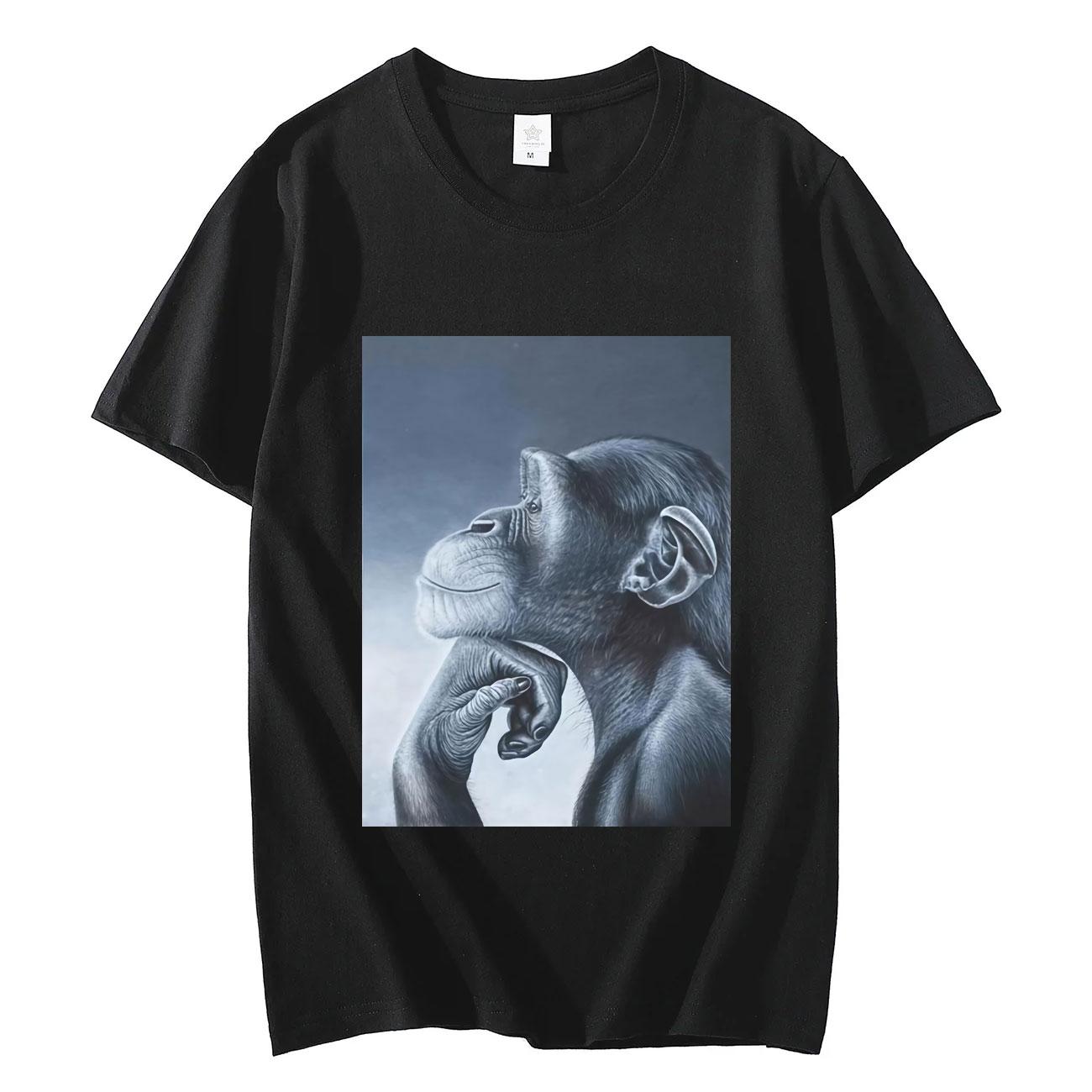 

Funny Rage Bait Monkey Meme Tshirts Fashion Vintage Short Sleeve Tshirt Men Women Clothing Summer High Quality T Shirts - Men... S разноцветный