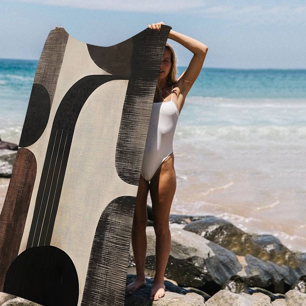 Abstract Retro Zwart Geometrisch Microvezel Strandlaken Absorberend Sneldrogend Zacht Yoga Zwemmen Resort Bergbeklimmen Handdoek