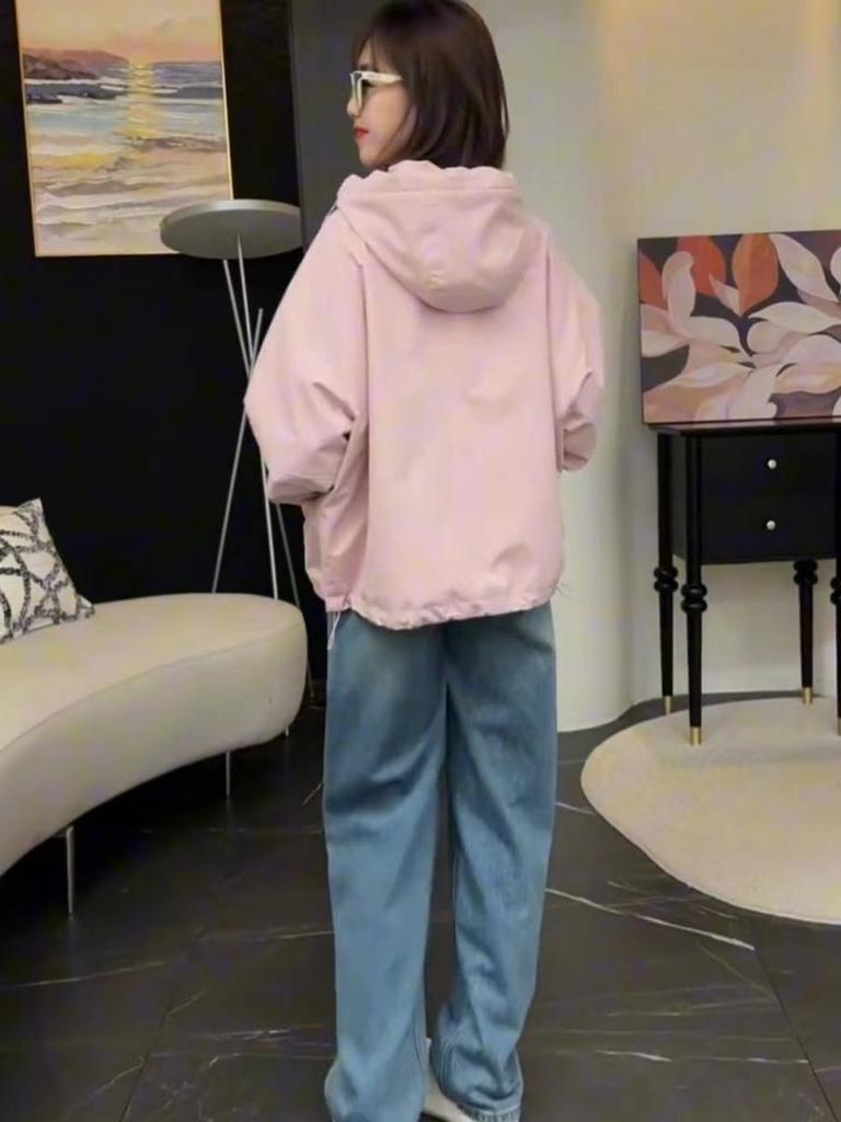 Women's Fashionable Hooded Windbreaker Jacket - Spring 2025 Petite Casual Cardigan Top