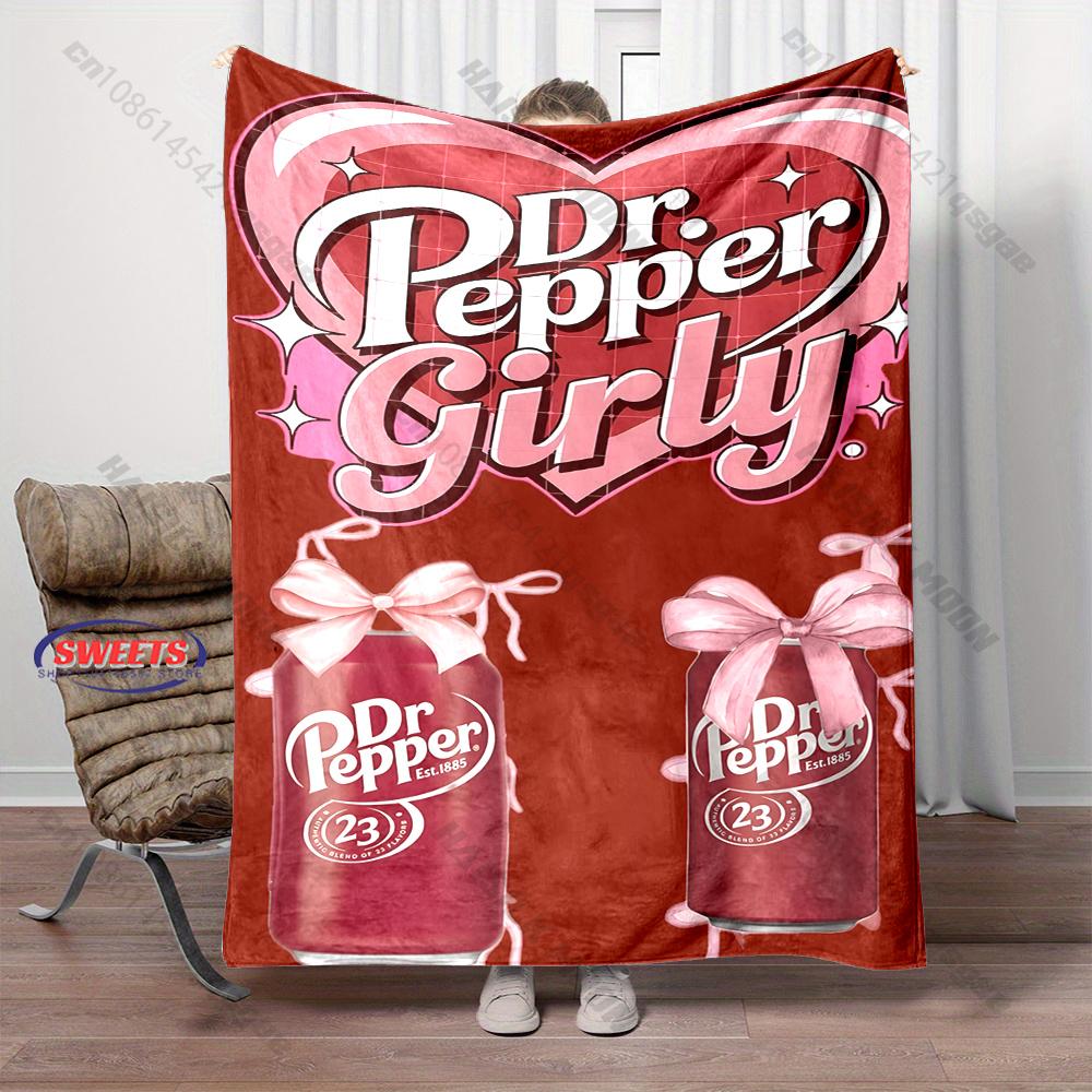 1PC Dr. P-Pepper Blanket 3D Flannel Plush Decorative Bed Blanket - Super Soft, Lightweight, Warm Cozy for Couch Sofa, Home Decor
