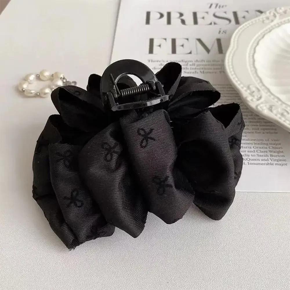 Elegant Women Bow Hair Claw Clips Double-sided Large Satin Shark Hair Claw Solid Bowknot Hairpins Barrettes Hair Accessories