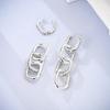 925 Silver Earrings Colorful Oval Gemstone Earrings Charm Hoop Earrings for Women Big Circle Fashion Silver Jewelry