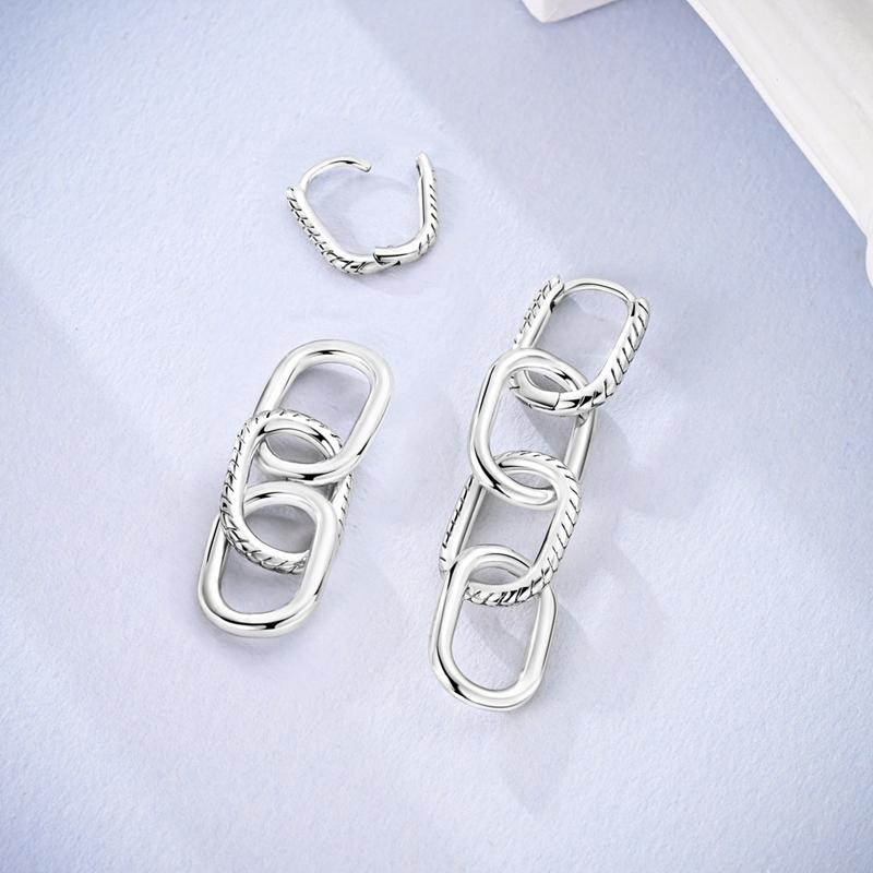 925 Silver Earrings Colorful Oval Gemstone Earrings Charm Hoop Earrings for Women Big Circle Fashion Silver Jewelry