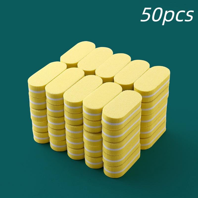 50PCS Nail File Polishing Sponge Mini Small Oval Double Sided Polishing Repair Type Bean Curd Block Manicure Tool Manicure Set