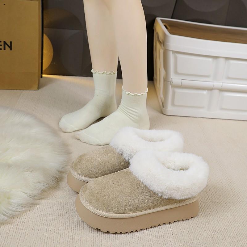 Mao Mao cotton shoes women wear new winter fur integrated thick-soled casual Mao Mao slippers plush snow boots