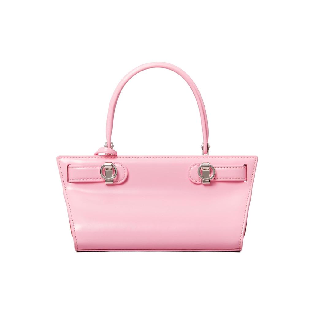 Tory Burch Lee Radziwill Silver Bag With Detachable Shoulder Strap Patent Leather And Suede Trapezoid Accordion Crossbody Handbag 146429-600