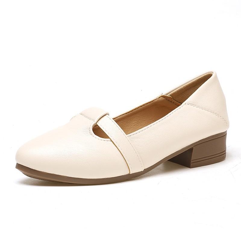 2025 new retro pointed popular soft leather single shoes comfortable thick heel soft sole temperament versatile leather shoes shallow mouth women