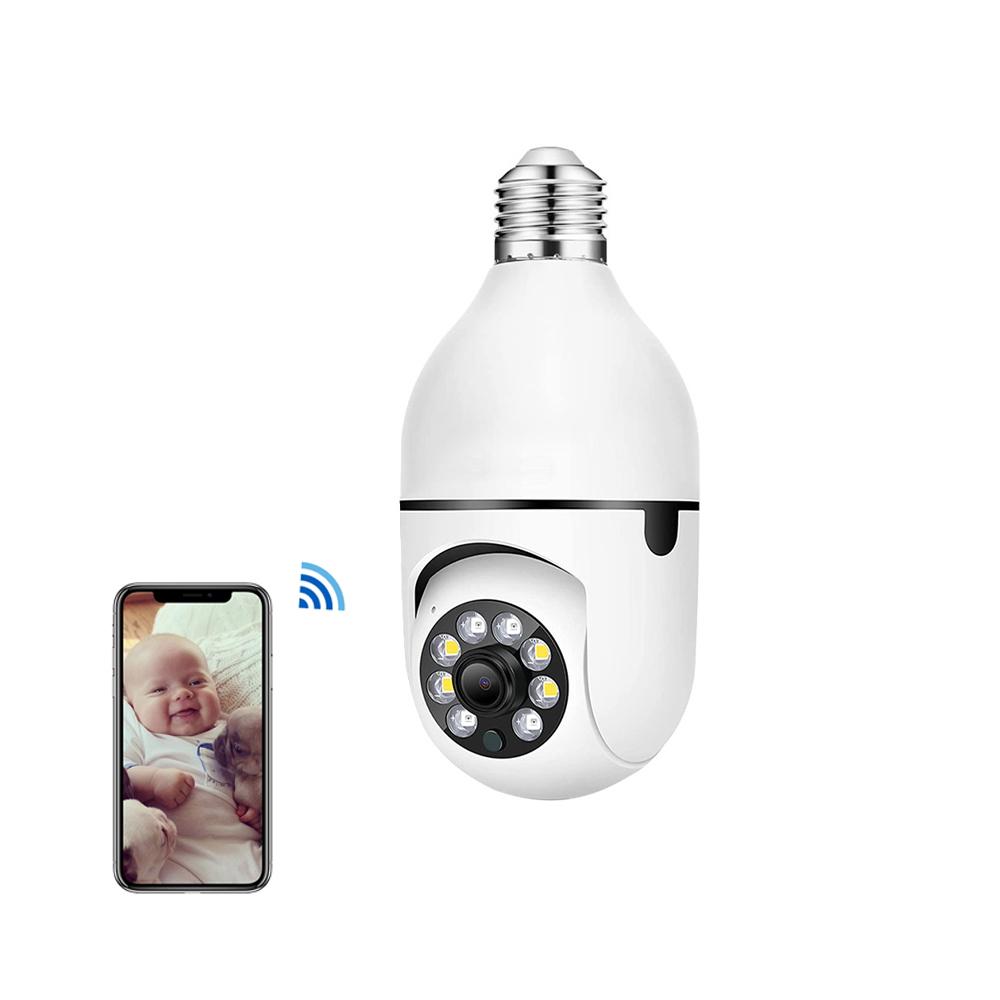 

E27 Bulb Security Camera Full Color Night Vision Auto Human Tracking Zoom Indoor WiFi IP Camera Surveillance Monitor White