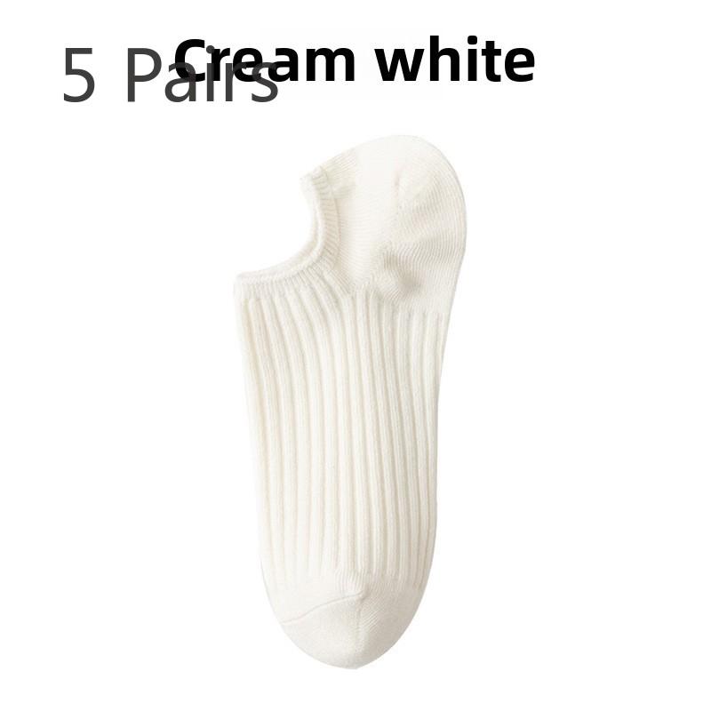 5 Pairs Socks Women's Boat Socks Spring and Autumn Summer Summer Thin Shallow Mouth Non-slip with Invisible Socks
