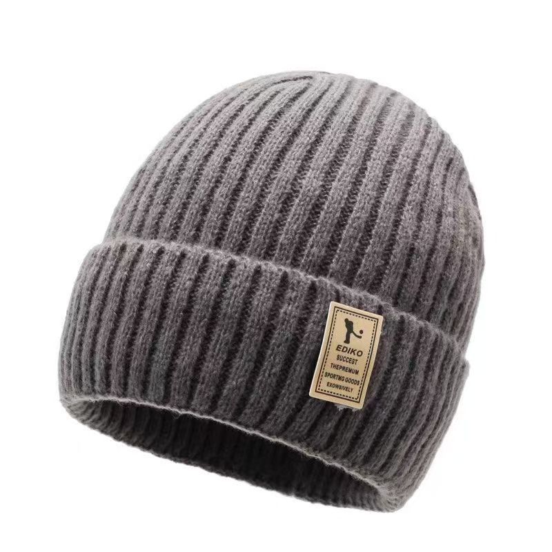 Hat men's winter knitted hat fleece thickened warm wool hat cotton hat winter riding windproof cold hat head