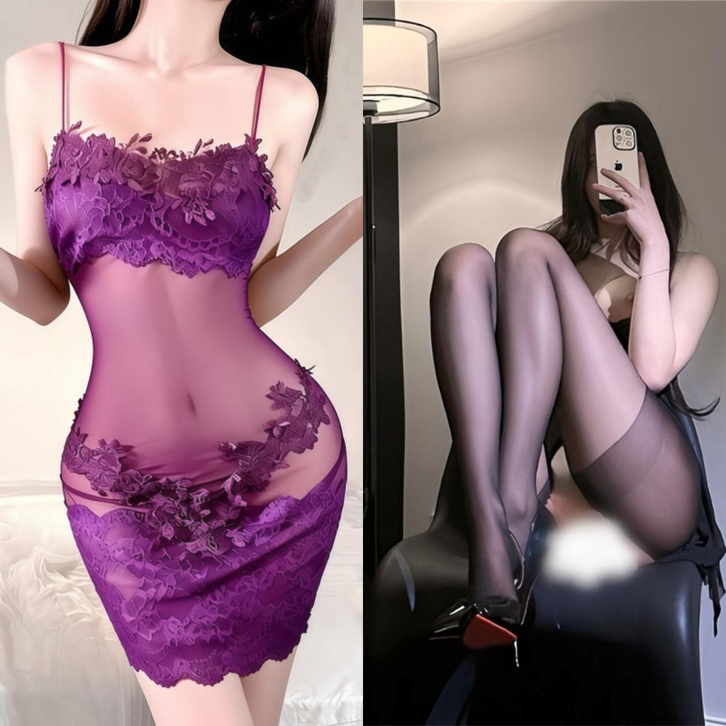 Sex underwear lace transparent sexy nightdress royal sister feeling mesh suspender pajamas women's pure desire wind embroidery summer