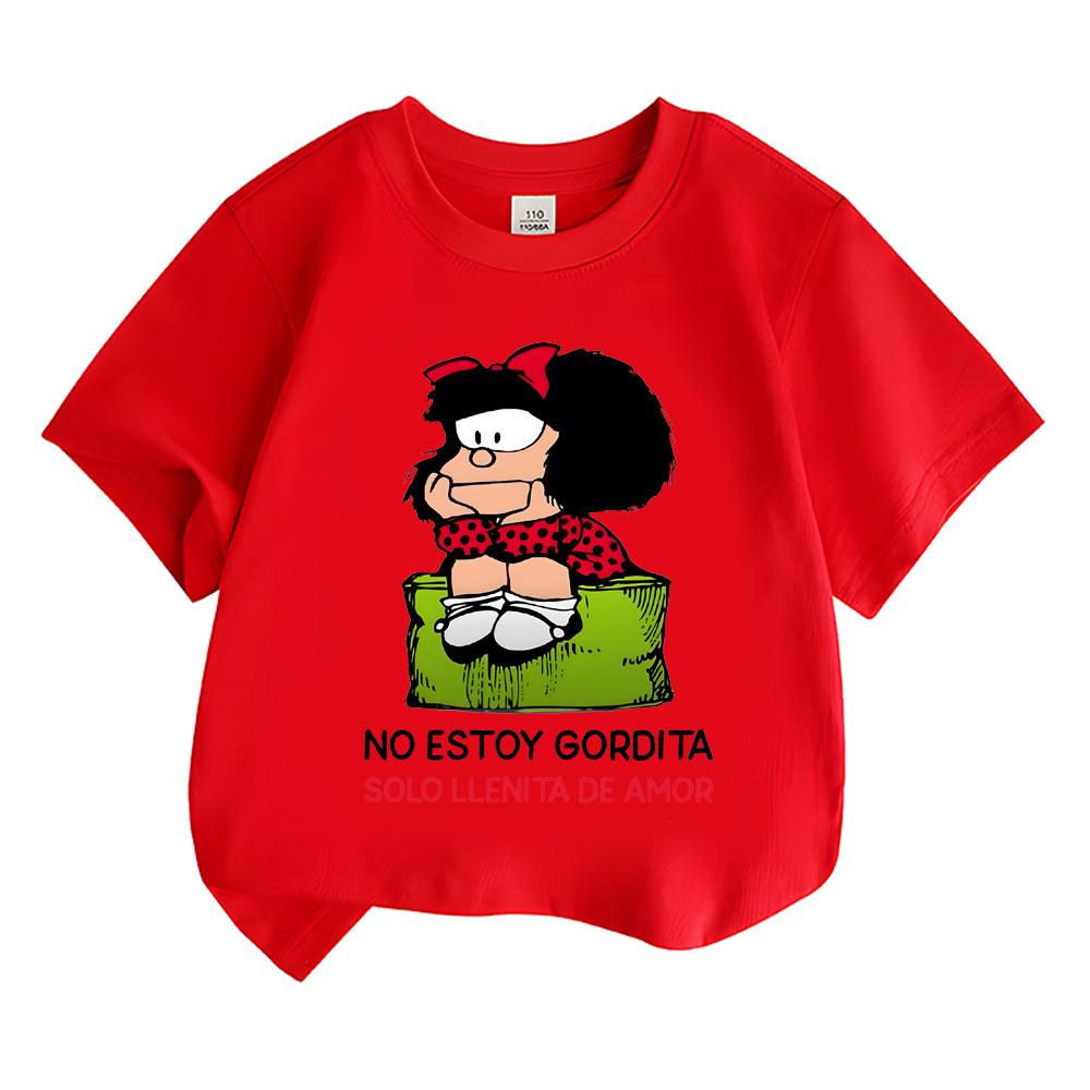 

Comic Mafalda Summer Baby Girls T-SHIRT Short Sleeve Toddler Clothing Kids Soft 100% Cotton Cartoon Children s Pink Tops Anime T-shirt 100 червоний
