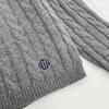 Yingjie M Women's Grey French Retro Ribbed Knit Pullover Sweater 220576 - Autumn/Winter 2022