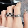Niche Design Checkerboard Zircon Ring Retro Light Luxury High-End Ring Love Open Index Finger Ring