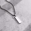 Free Custom Personalized Bar Necklaces for Men Boys, Waterproof Stainless Steel Vertical Geometric Pendant with Box Chain